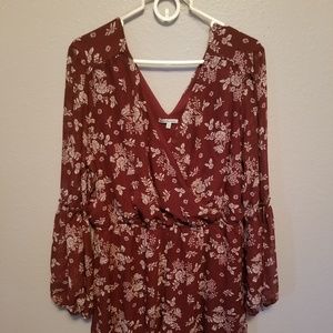 Red floral romper